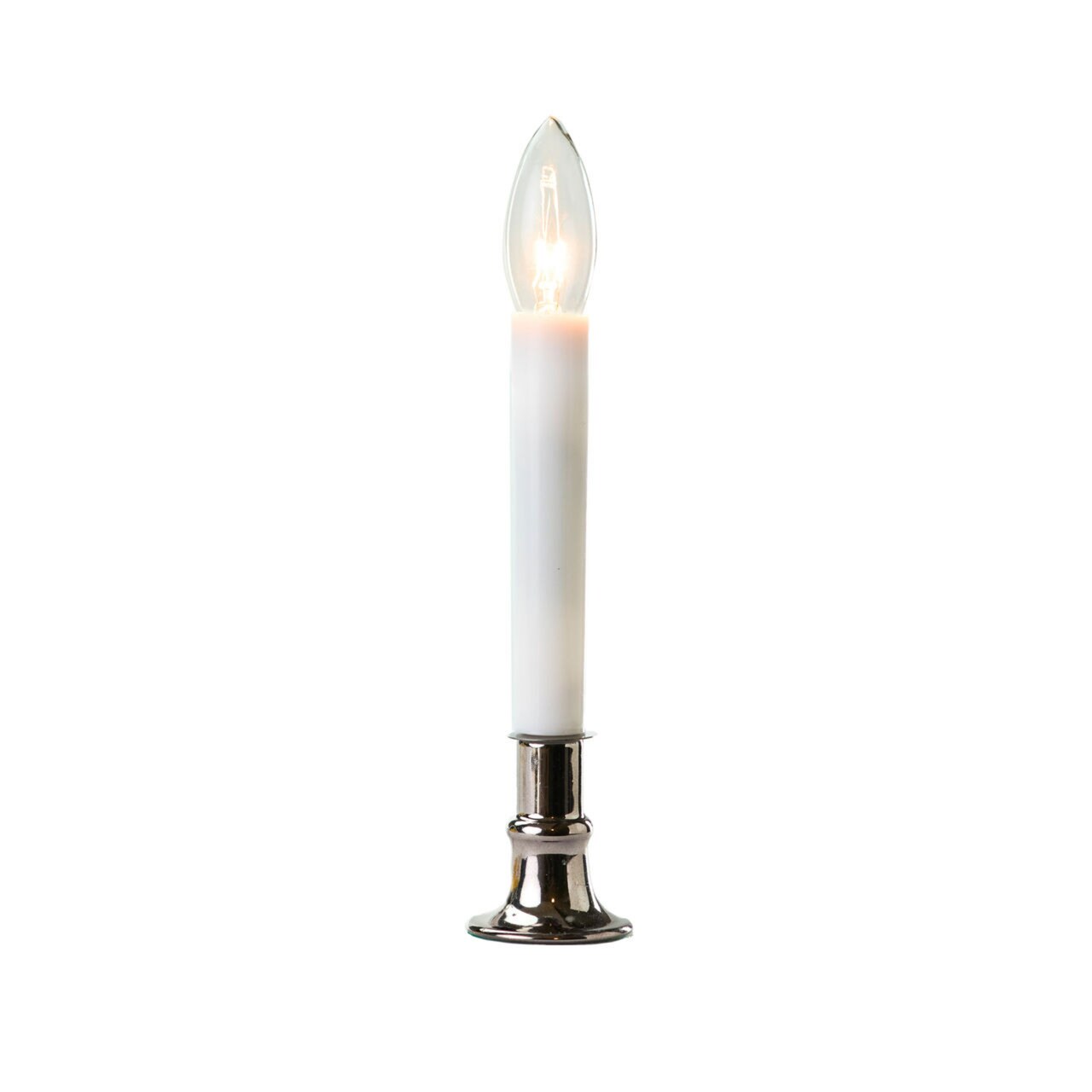 CC Christmas Decor LED Lighted Window Candles with Sensor - 9" - White and Pewter - Set of 4